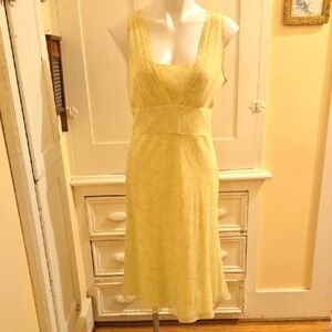 Ann Taylor yellow/green silky sleeveless dress Sz 10